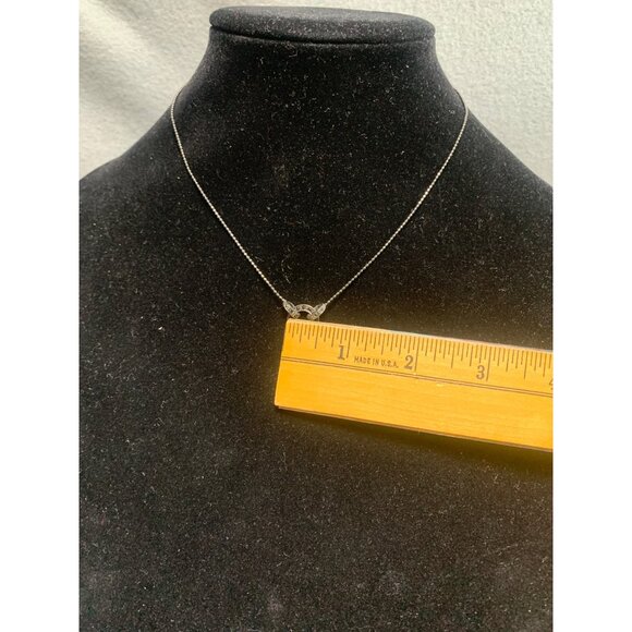 Monet Silver Necklace with Circular Pendant & Dangling Chains Crystals 16" - Picture 8 of 11